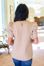 Load image into Gallery viewer, Kelsi Jacquard Puff Sleeve Top In Tan

