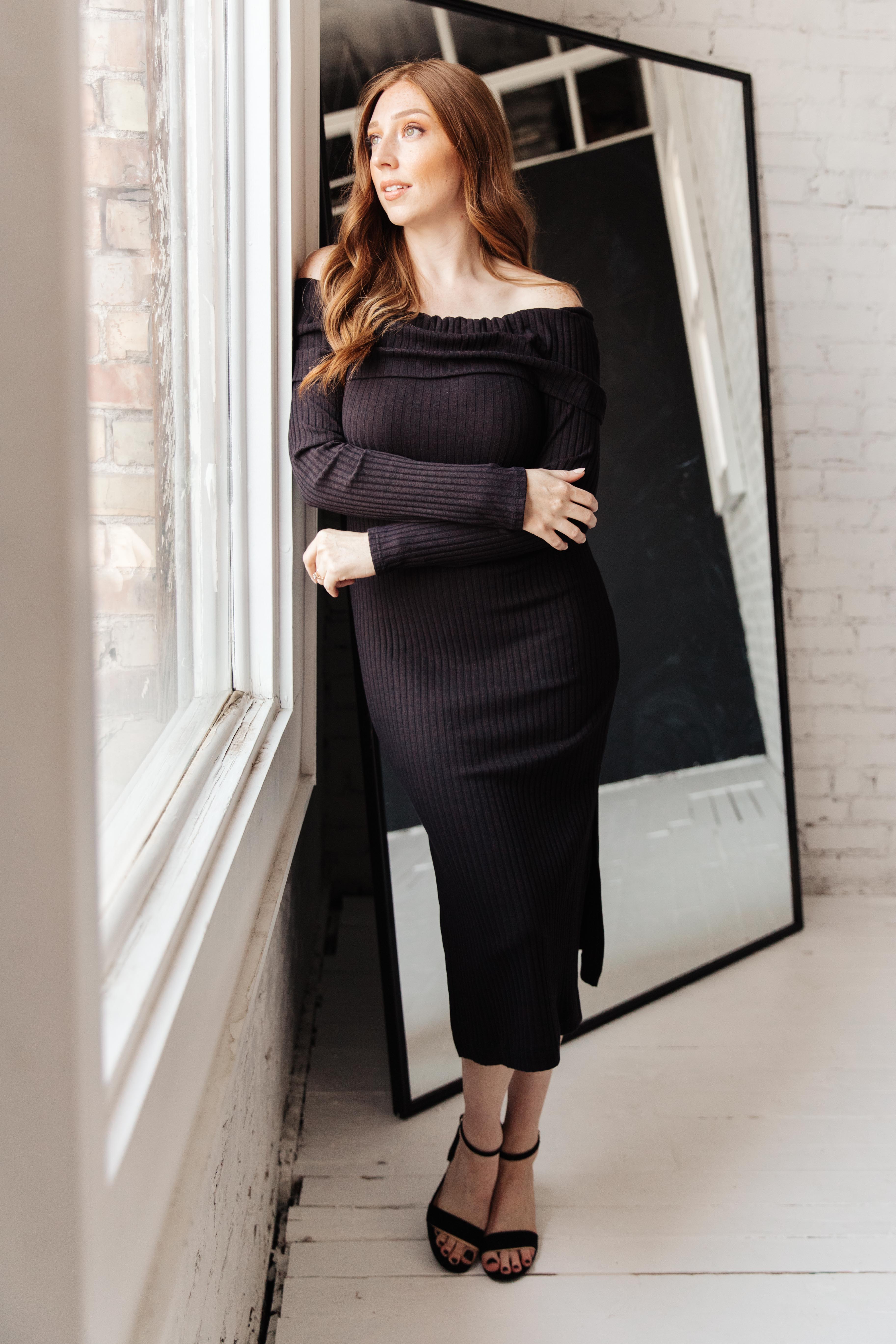 Kiah Sweater Dress in Black