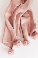 Load image into Gallery viewer, Knitted Fuzzy Pom Pom Scarf In Blush

