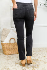 Load image into Gallery viewer, Kortney Mid Rise Straight Leg Jeans In Washed Black
