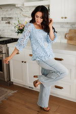 Load image into Gallery viewer, Lace Surprise Blouse In Blue

