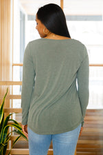 Load image into Gallery viewer, Lacey Long Sleeve V Neck In Olive
