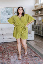 Load image into Gallery viewer, Lovely Life Plisse Romper in Green
