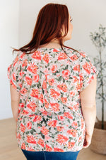 Load image into Gallery viewer, Lizzy Cap Sleeve Top in Coral and Beige Floral
