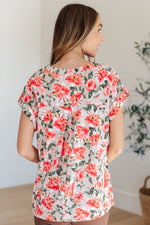 Load image into Gallery viewer, Lizzy Cap Sleeve Top in Coral and Beige Floral
