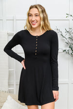 Load image into Gallery viewer, Long Sleeve Button Down Dress In Black
