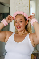Load image into Gallery viewer, Lost in the Moment Headband and Wristband Set in Pink
