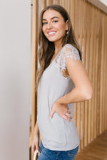 Load image into Gallery viewer, Lovely Lace Tee In Gray
