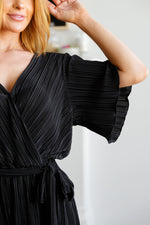 Load image into Gallery viewer, Lovely Life Plisse Romper in Black
