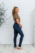 Load image into Gallery viewer, Maeve Mid-Rise Dark Wash Cuffed Skinny
