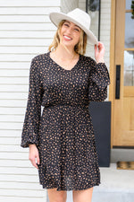 Load image into Gallery viewer, Make Your Happiness Long Sleeve Dress in Black
