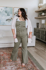 Load image into Gallery viewer, Olivia Control Top Release Hem Overalls in Olive
