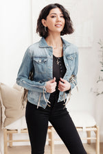 Load image into Gallery viewer, On The Fringe Jacket in Denim
