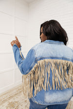 Load image into Gallery viewer, On The Fringe Jacket in Denim
