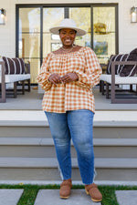 Load image into Gallery viewer, One Fine Afternoon Gingham Plaid Top In Caramel
