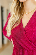 Load image into Gallery viewer, Only You Surplice Neck Sparkle Knit Dress In Magenta
