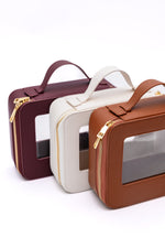 Load image into Gallery viewer, PU Leather Travel Cosmetic Case in Camel
