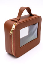 Load image into Gallery viewer, PU Leather Travel Cosmetic Case in Camel
