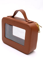 Load image into Gallery viewer, PU Leather Travel Cosmetic Case in Camel
