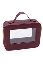 Load image into Gallery viewer, PU Leather Travel Cosmetic Case in Wine
