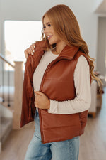Load image into Gallery viewer, Persistence Pays Off Faux Leather Puffer Vest
