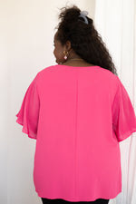 Load image into Gallery viewer, Pink and Perfect Ruffle Sleeve Top
