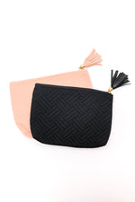 Load image into Gallery viewer, Quilted Travel Zip Pouch in Black
