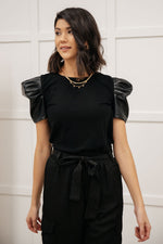 Load image into Gallery viewer, Rock On Puff Sleeve Top in Black
