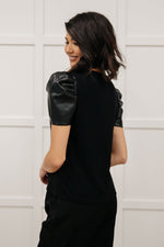 Load image into Gallery viewer, Rock On Puff Sleeve Top in Black
