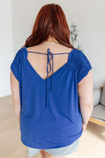 Load image into Gallery viewer, Ruched Cap Sleeve Top in Royal Blue
