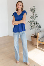 Load image into Gallery viewer, Ruched Cap Sleeve Top in Royal Blue
