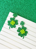 Load image into Gallery viewer, PREORDER: Shimmering Lucky Clover Dangle Earrings
