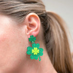 Load image into Gallery viewer, PREORDER: Shimmering Lucky Clover Dangle Earrings
