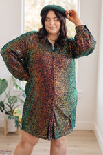 Load image into Gallery viewer, Shimmering Splendor Sequin Shirt Dress
