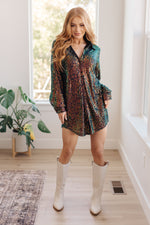 Load image into Gallery viewer, Shimmering Splendor Sequin Shirt Dress
