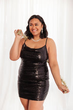 Load image into Gallery viewer, Shining in Sequins Dress in Black
