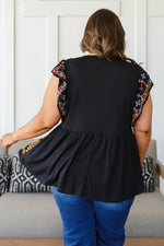 Load image into Gallery viewer, Sophia Embroidered Blouse in Black
