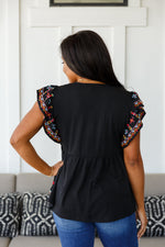 Load image into Gallery viewer, Sophia Embroidered Blouse in Black
