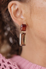 Load image into Gallery viewer, Sparkly Spirit Rectangle Crystal Earrings in Smoke
