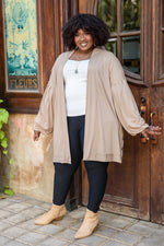 Load image into Gallery viewer, Stefanie Open Front Balloon Sleeve Cardigan In Taupe
