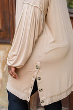 Load image into Gallery viewer, Stefanie Open Front Balloon Sleeve Cardigan In Taupe
