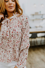 Load image into Gallery viewer, Stella Notched Neck Floral Long Sleeve Blouse
