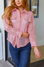 Load image into Gallery viewer, Sweeter Than Nectar Lace Button Down in Rose
