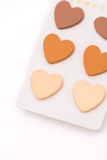 Load image into Gallery viewer, Triple Hearts Studs in Brown
