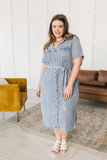 Load image into Gallery viewer, Wait For It Denim Shirtdress
