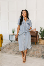 Load image into Gallery viewer, Wait For It Denim Shirtdress
