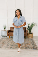 Load image into Gallery viewer, Wait For It Denim Shirtdress
