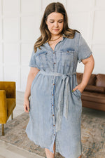 Load image into Gallery viewer, Wait For It Denim Shirtdress
