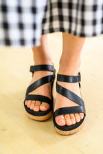 Load image into Gallery viewer, Walkabout Strappy Wedge Sandals in Black
