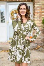 Load image into Gallery viewer, Worthwhile Moment Floral Tiered Dress In Olive
